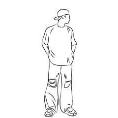 Urban Fashion, Line Art Portrait of a Man in Contemporary Clothing
 
