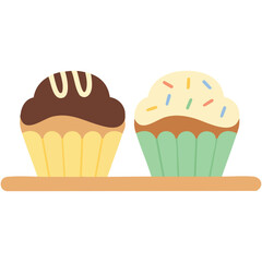 Dessert cakes on culinary board isolated vector illustration on white background