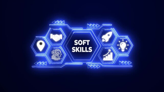 Soft Skills Concept Network Icons Business Growth Collaboration Innovation Technology Success video