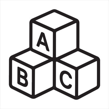 ABC blocks outline icon vector