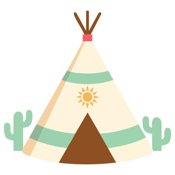 Traditional tipi with pattern decorations isolated vector illustration on white background