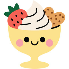 Summer berry ice cream character design isolated vector illustration on white background