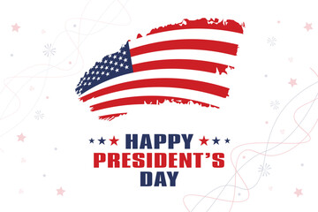 Happy President's Day with American Flag Brushstroke Background