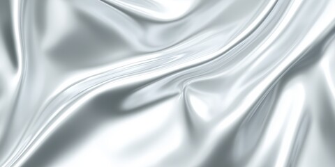 Obraz premium Smooth silver satin fabric with elegant draping patterns and soft folds in light.