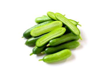 Fresh green organic mini baby bucumbers