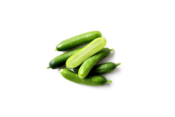 Fresh green organic mini baby bucumbers