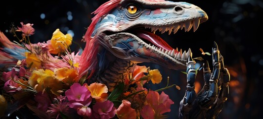 A Velociraptor , a small creature made of glass that is sitting in the palm of your hand,generative AI