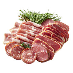 Assorted fresh butcher meat collection isolated on transparent background