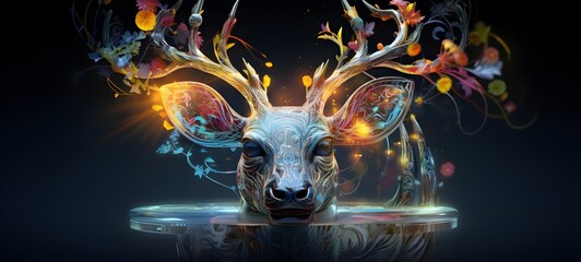 A demon , a small creature made of glass that is sitting in the palm of your hand,,generative AI