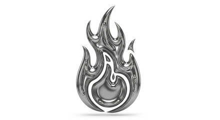Stunning metallic flame icon symbolizing passion power energy and inspiration for modern brands and projects