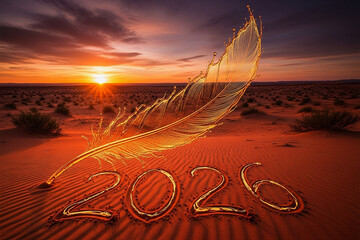 Neon future technology background with year 2026 glowing digital circuit board design concept