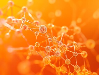 Abstract Medical Technology background Orange, Health, Science and Research concept 3D Render