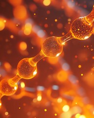 Abstract Medical Technology background Orange, Health, Science and Research concept 3D Render