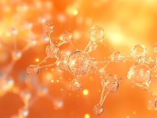 Abstract Medical Technology background Orange, Health, Science and Research concept 3D Render