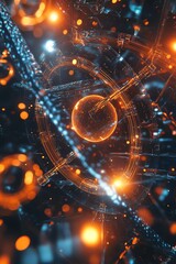 Abstract Medical Technology background Orange, Health, Science and Research concept 3D Render