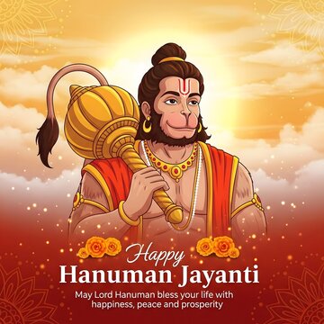 Lord hanuman holding gada celebrates hanuman jayanti festival