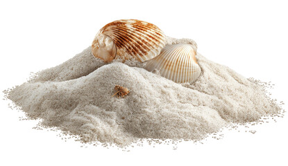 Pile of white sand with seashells