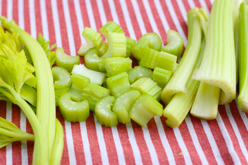 Raw green organic celery sticks