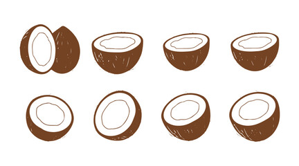 Coconut Icons Multi Series Vector solid silhouette against white

