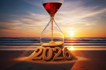 Photography lens with year number two thousand twenty six future concept black and white studio shot