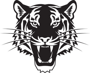 Striking Tiger Portrait: An intense monochrome portrait of a tiger's face. The tiger's open mouth and ferocious gaze create a captivating and powerful image.