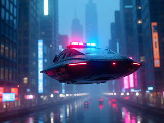 Neon Patrol in the Rain