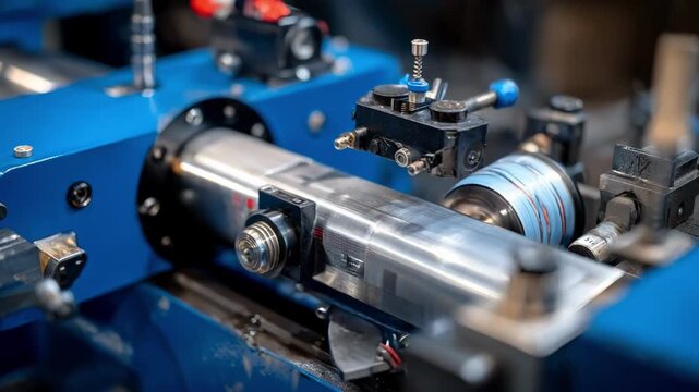 Hydraulic band saw tensioning system in action showing fluiddriven components smoothly regulating blade tightness for heavyduty metal cutting.