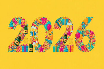 Year future technology concept of the year two zero two six with circuit board and light effects