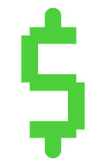 Obraz premium Large isolated green dollar currency sign. Money finance payment symbol graphic. Bright green monetary unit icon.