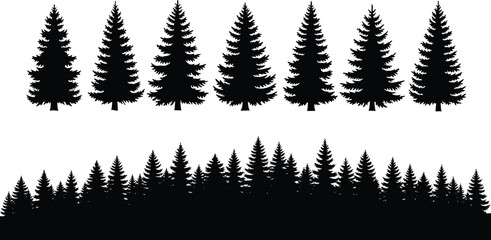 Silhouette of Evergreen Trees A Collection of Artistic Illustrations for Design & Decorative Use