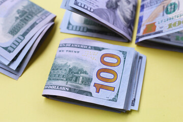 U.S. one hundred dollar banknotes.