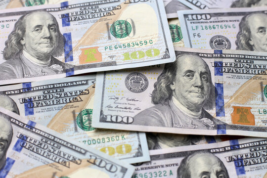 U.S. one hundred dollar banknotes.