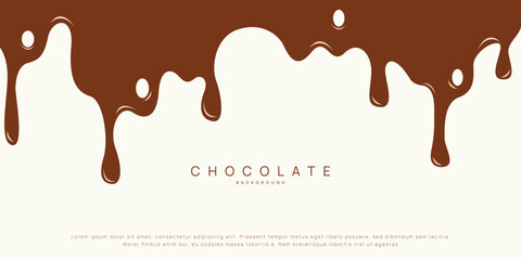 Chocolate background of Modern poster, dynamic splashes and drops. Vector illustration in a flat style of minimalism	