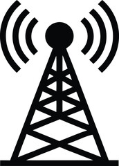 Signal Tower Silhouette Vector – Radio Antenna Icon for Communication and Network Design