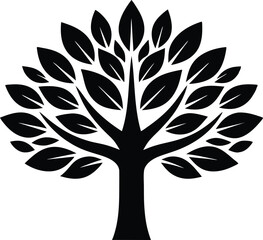Tree Silhouette Vector – Decorative Leafy Tree Icon for Nature and Eco Design