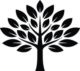 Tree Silhouette Vector – Decorative Leafy Tree Icon for Nature and Eco Design