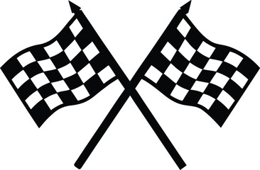 Crossed Checkered Racing Flags Icon – Motorsport Finish Line Symbol