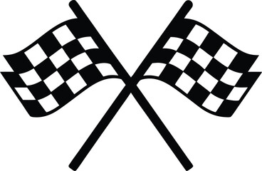 Crossed Checkered Racing Flags Icon – Motorsport Finish Line Symbol