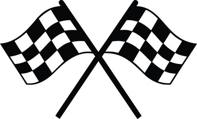 Crossed Checkered Racing Flags Icon – Motorsport Finish Line Symbol