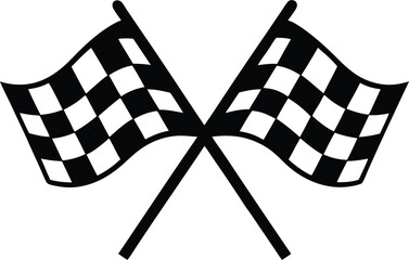 Crossed Checkered Racing Flags Icon – Motorsport Finish Line Symbol