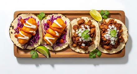 Deliciously diverse tacos platter ready to be enjoyed for a flavorful meal