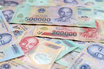 Vietnamese dong banknotes. Money concept