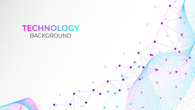 Technology geometric abstract background with connected line and dots. Network and connection background for your presentation