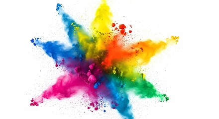 Explosion of vibrant holi powder colors captured in a starburst pattern