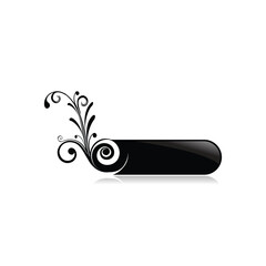 Elegant Black Glossy Banner with Floral Swirl Ornament