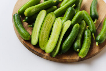 Fresh green organic mini baby bucumbers
