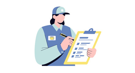 Professional Safety Inspector Conducting Inspection with Clipboard and Safety Gear