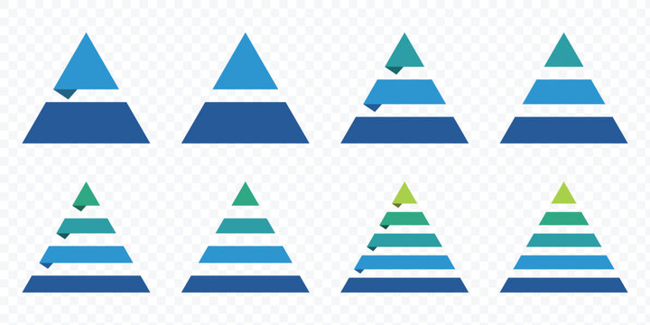 Triangular pyramid infographic vector icon set.  Maslow layer diagram. Development level infographic. Business graph. Pyramid vector illustration.