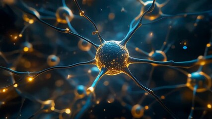 Detailed animation of a complex neural network firing and connecting