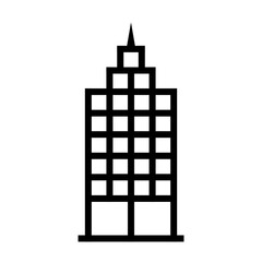 Minimalist tower/building icon rendered in simple line vector style, perfect for real estate listings, architectural presentations, urban planning visuals, corporate branding, and UI elements.